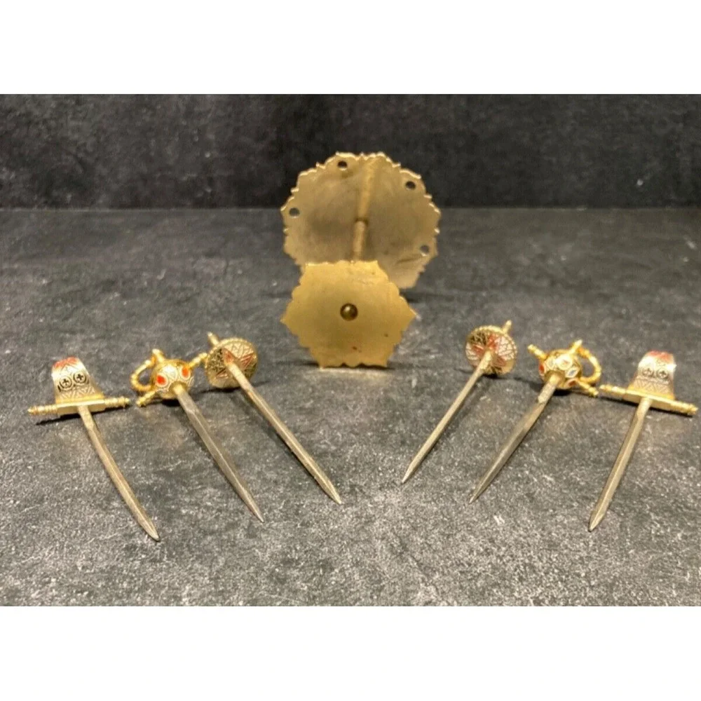 MCM Cocktail Swords Picks Toledo Spain Stand Appetizer  Picks 7-piece set